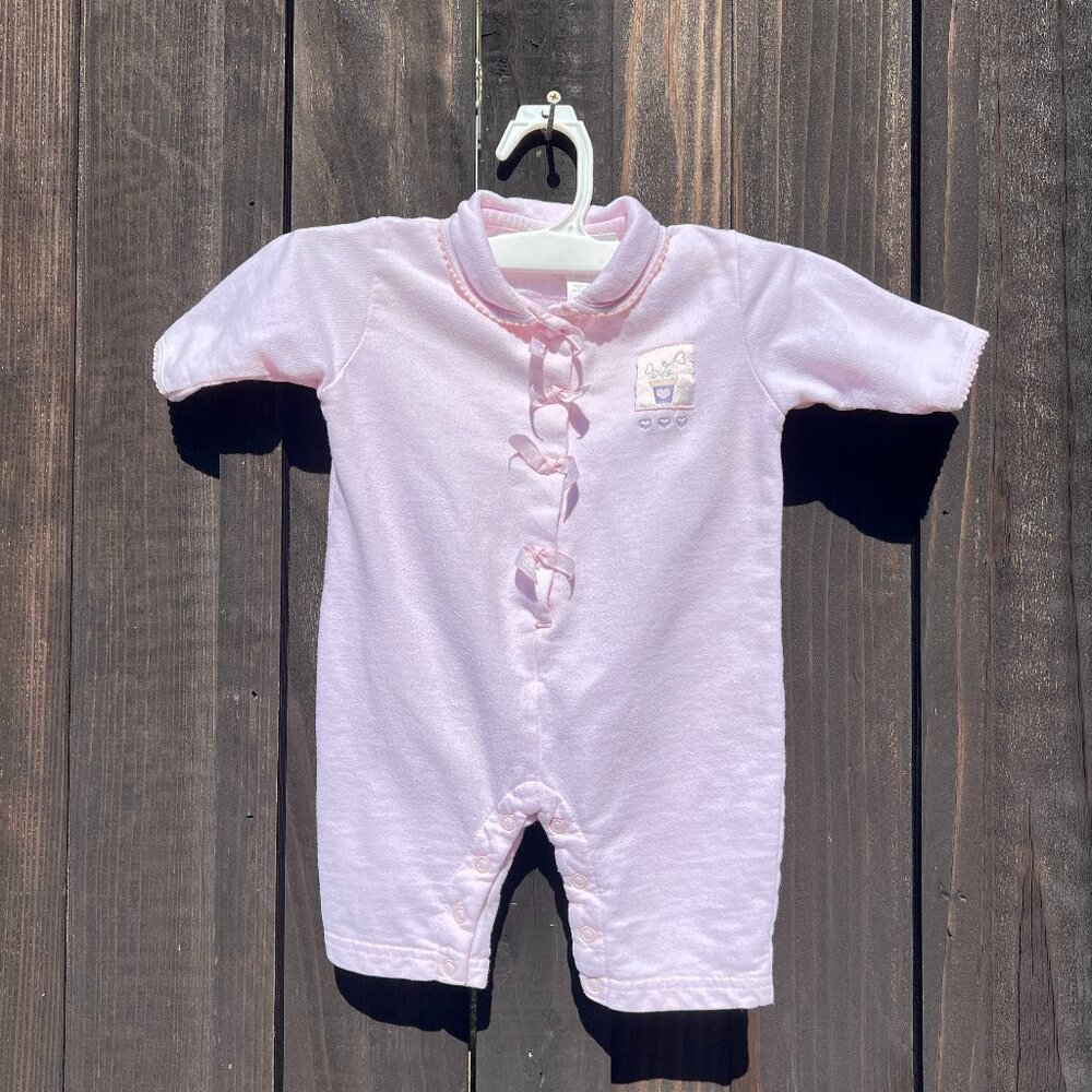 McBaby Light Pink Corduroy Baby Romper 1990s Vintage Size 0 to 3 Months